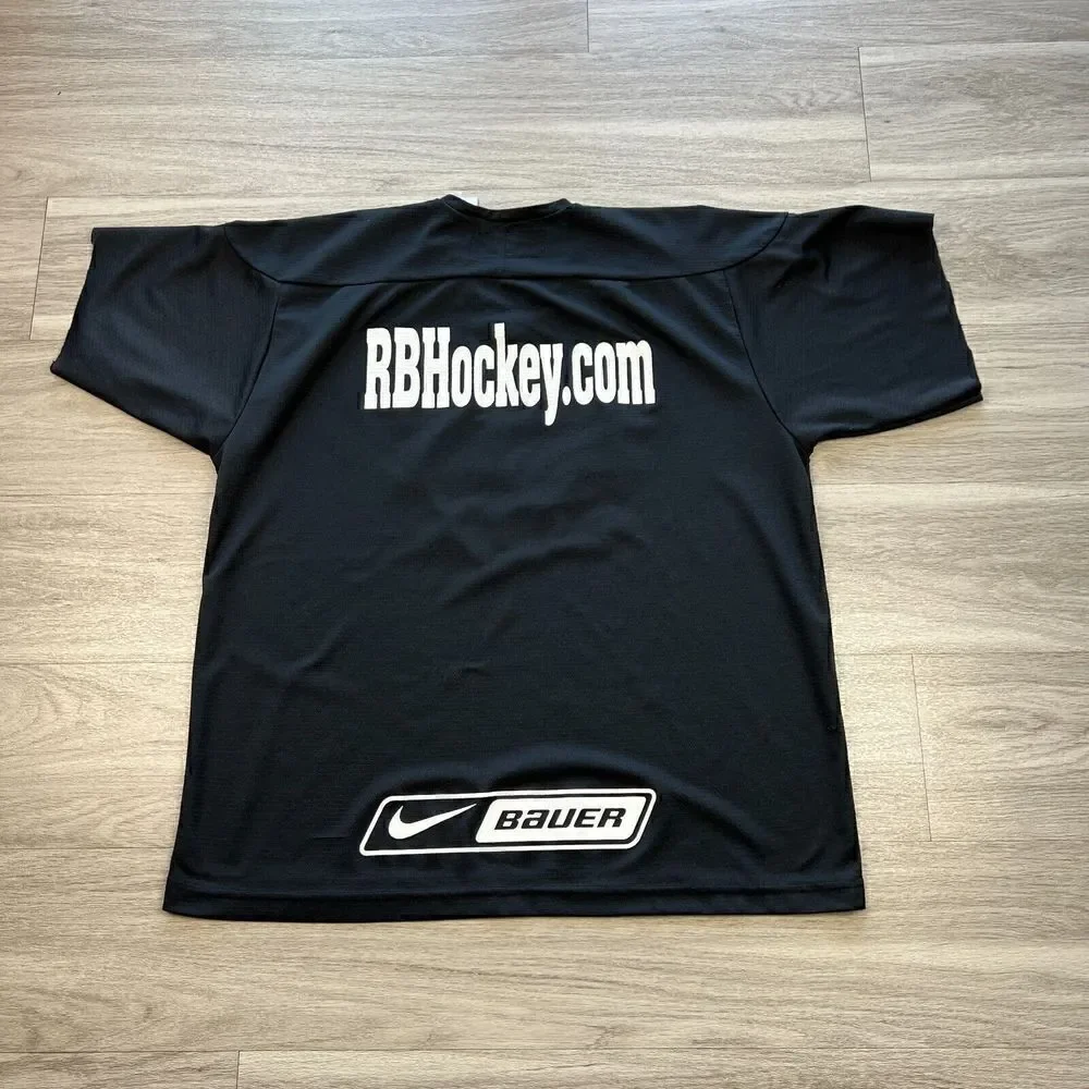 Vintage Nike Jersey Mens Large Black Bauer Hockey 90s Boxy Fit